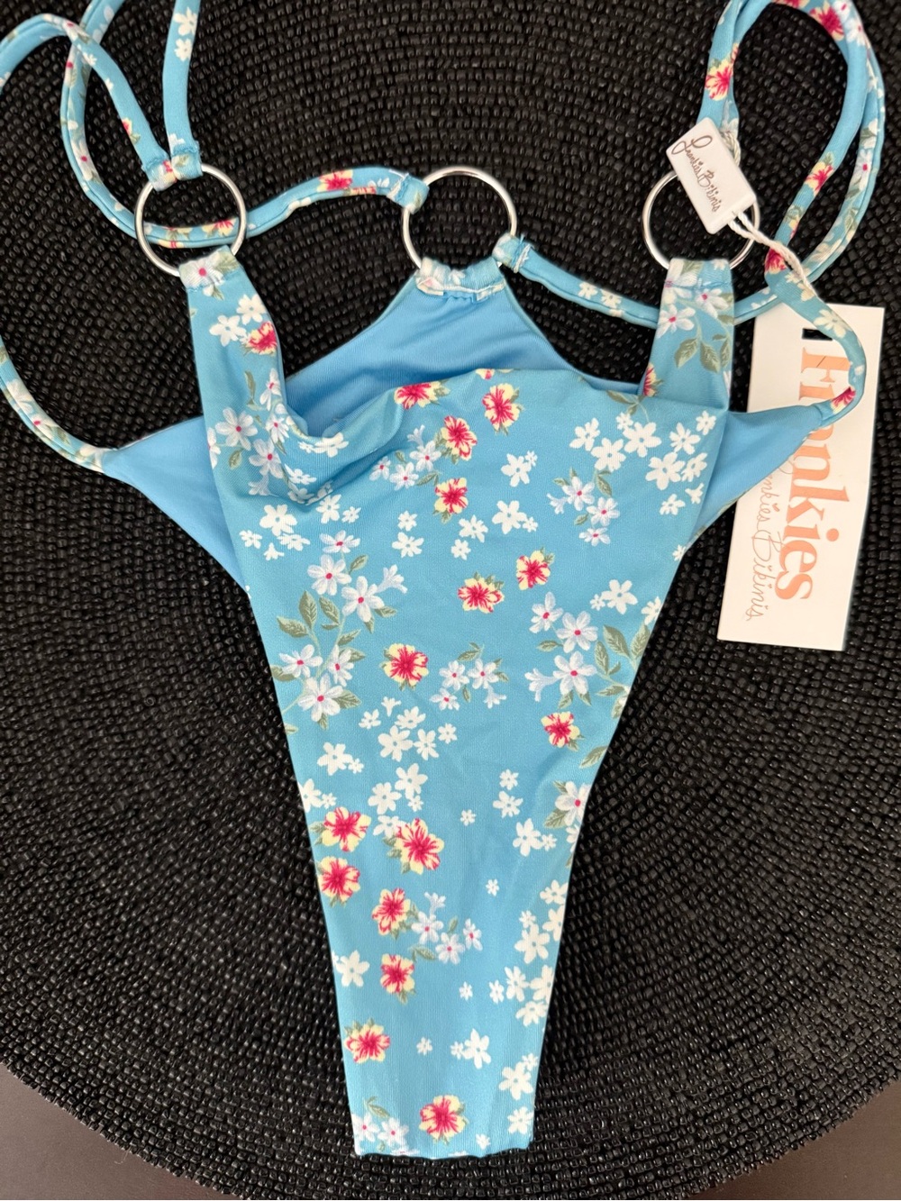Frankie's Bikinis Blue Floral Kids Accessory with Pink & White Flowers